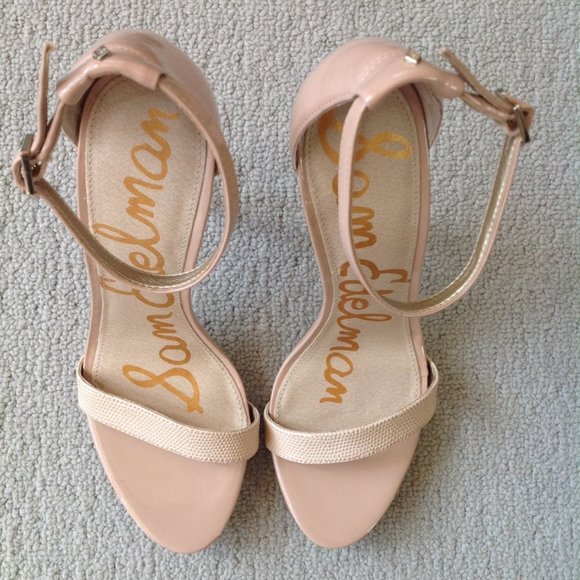 Sam Edelman, Eleanor Patent nude / blush Snake Print, high heel Sandals - Picture 3 of 8